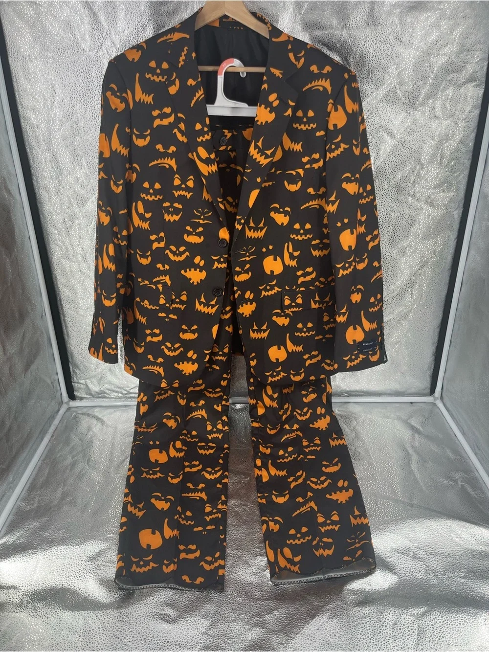 Braveman Mens Halloween Pumpkin Suit Jacket Pants 42R 36W Jack O Novelty Large